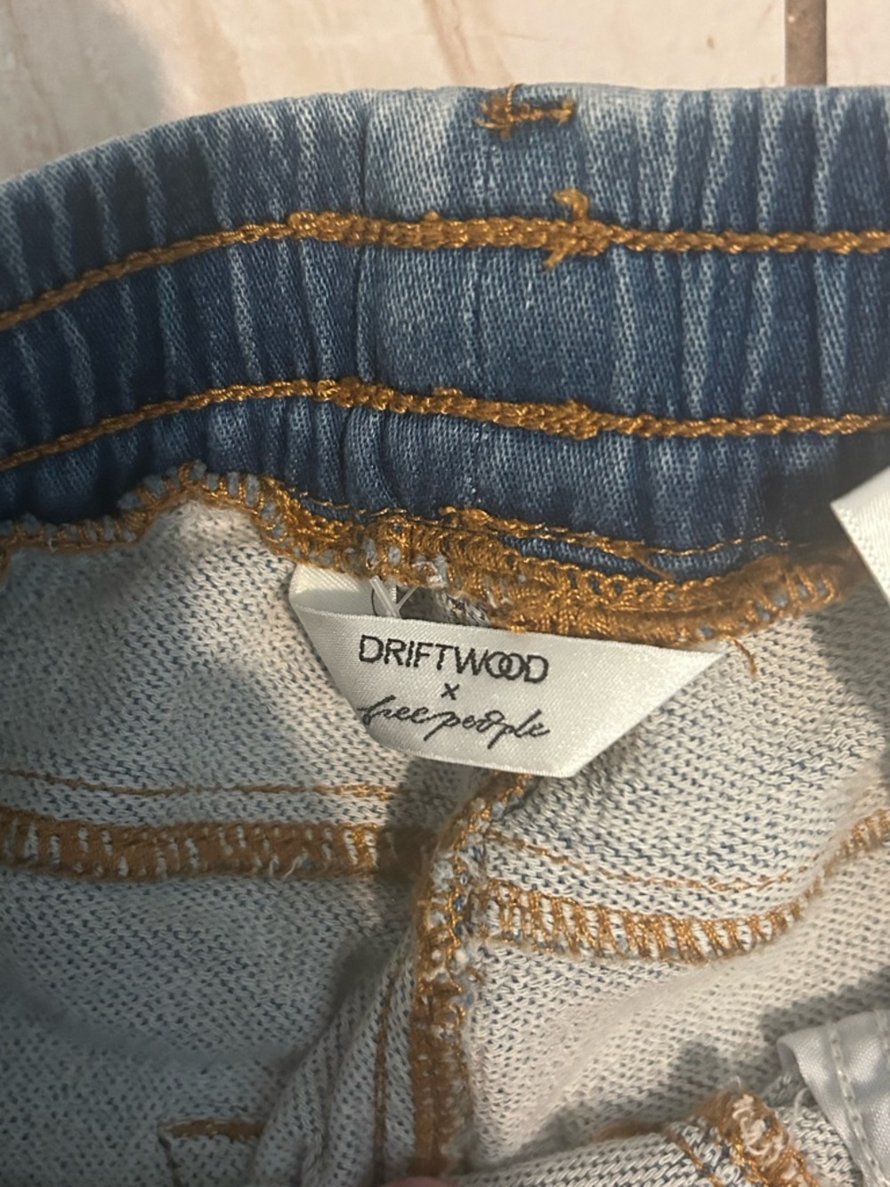 DRIFTWOOD Blue Denim Boyfriend Jeans with Floral Side Embroidery - Picture 2 of 4